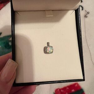 Opal Halo Pendant in Iridescent White - Women's Jewelry